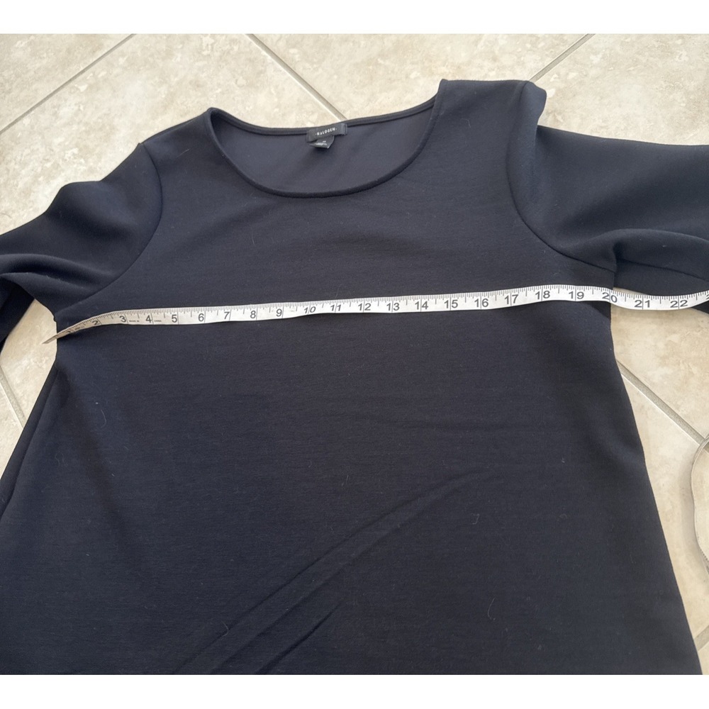 Halogen Black Ruffle 3/4 Sleeve Blouse‎ Sz M Career Preppy Going Out Boxy Top - Picture 4 of 7